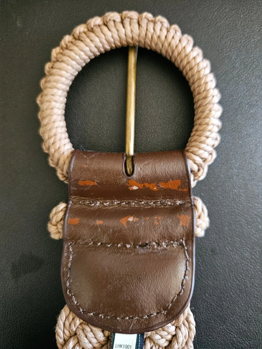 Vintage 90s Lauren Ralph Lauren Boho Macrame' Braided Statement Belt Natural S